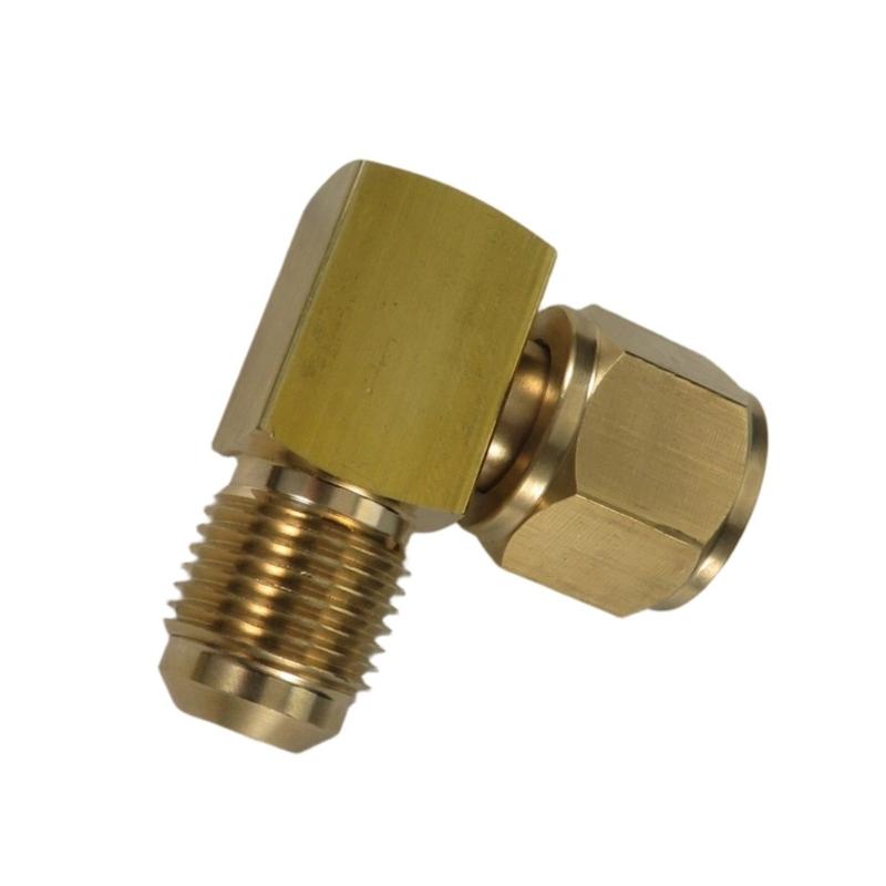 Brass 90 Degree Elbow Union for 3/8 Female x Male Pipe Ends, Angle Fitting with Turning Center Section for Pipe Change in Narrow Places