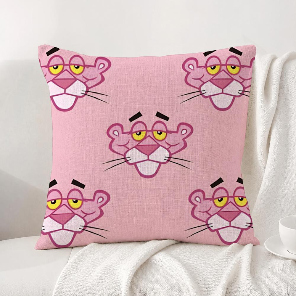 Character Pink Panther Cushion Cover Natural Linen Pillowcase Set AllinOne Decor Cushion Cover for Sofa Bedroom Chair