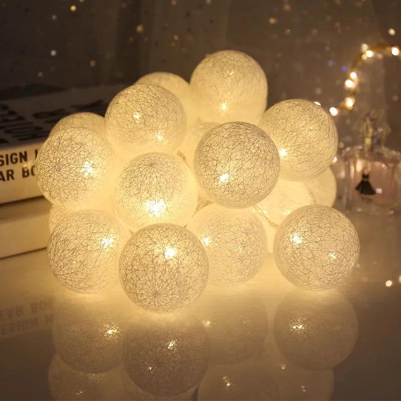 USB LED Cotton Ball String Lights for Holiday Room Decoration