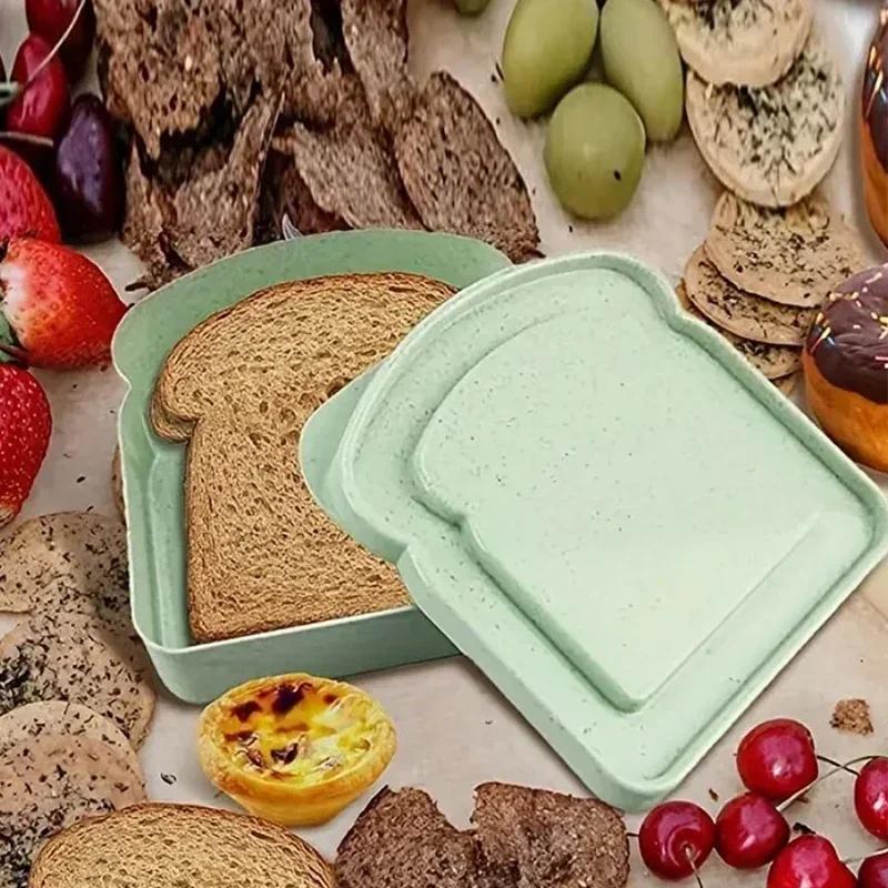 Kunststoff Bento Box Tragbare Toastbrot Sandwich Mahlzeitbox Student Büro Outdoor Bento Box Lebensmittelbehälter mit Deckel Box
