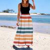 Ladies' striped printed summer casual and fashionable sleeveless long dress