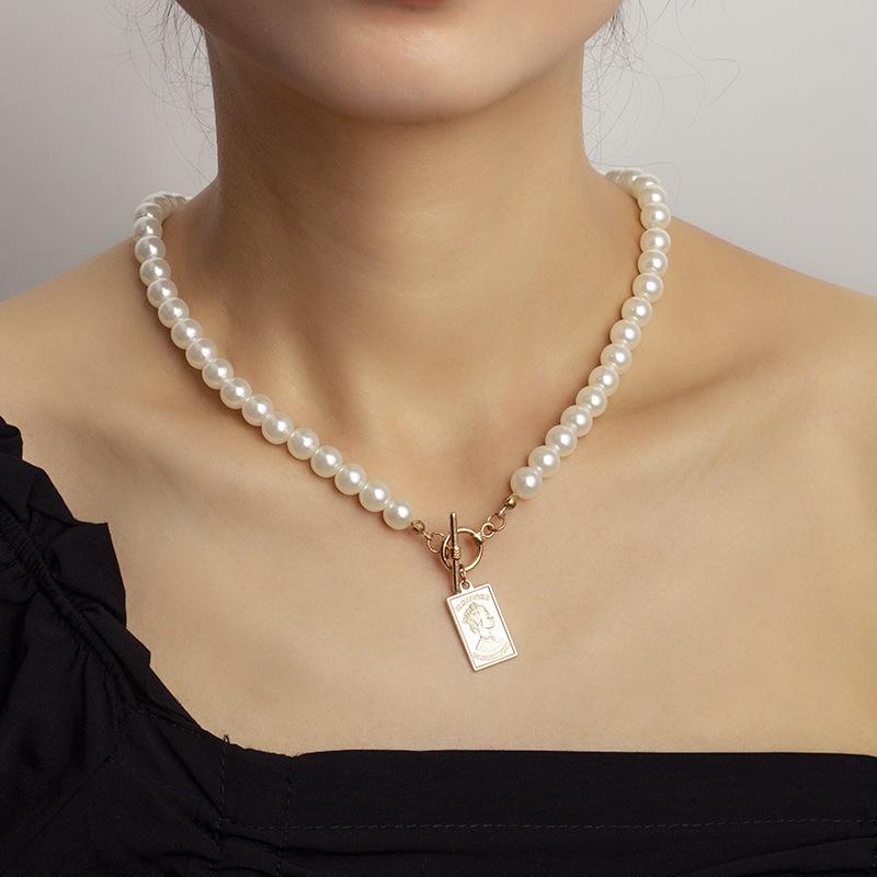 ins jewelry of the same style, English letter choker pearl necklace, new accessories necklace