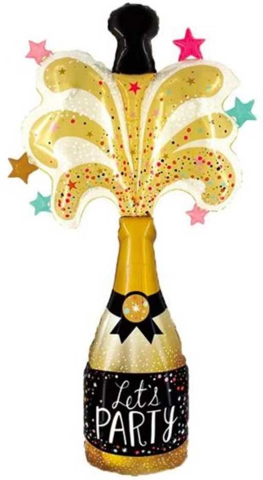 Foil Balloon Bottle Champagne Lets Party 59x113cm