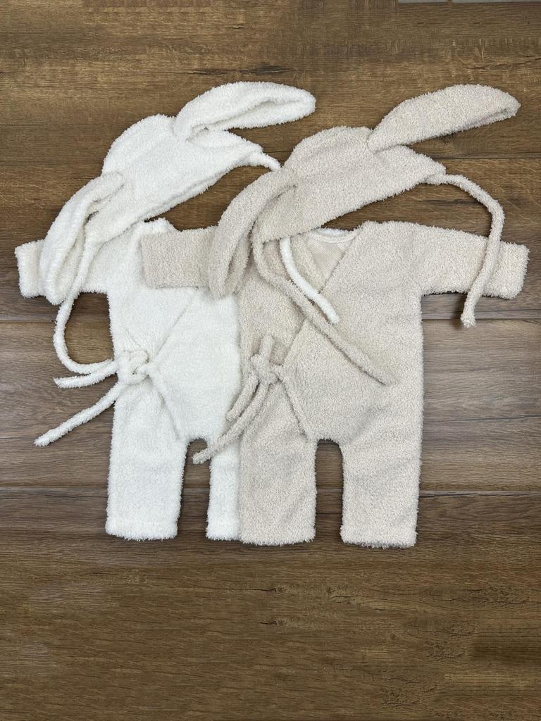 Newborn Little Rabbit Plush Onesie - Autumn/Winter First Birthday Photo Outfit Set