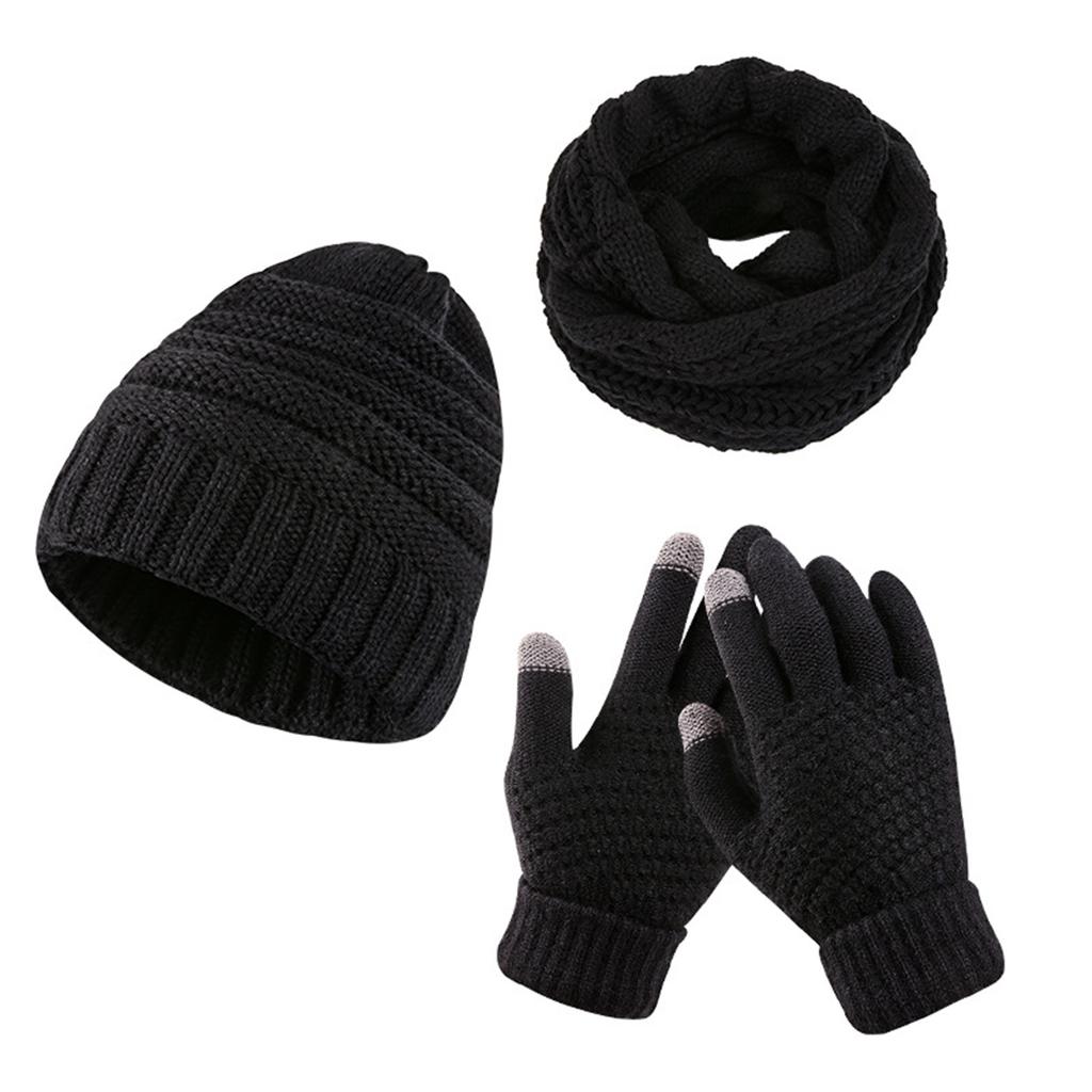Knitted Hat, Scarf And Gloves Three-piece Set Knitted Imitation Cashmere Wool Scarf And Hat Set