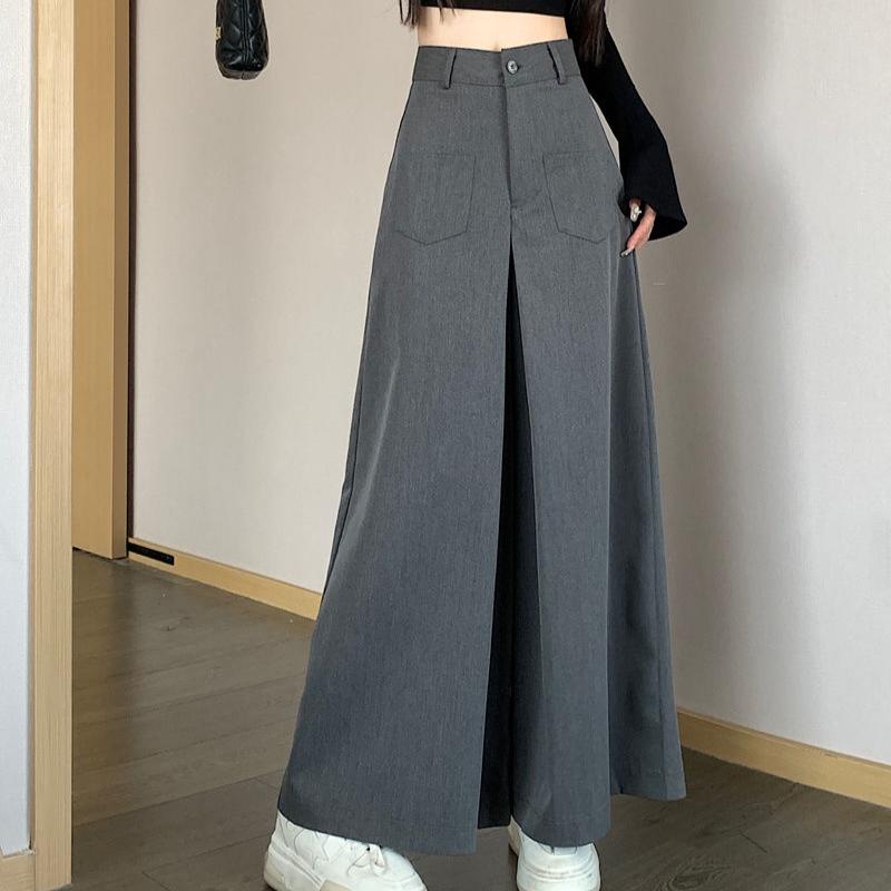 Women Summer High Waist Wide Leg Pants Sophisticated Drape Suit Trousers Thin Loose Slim Casual Pants