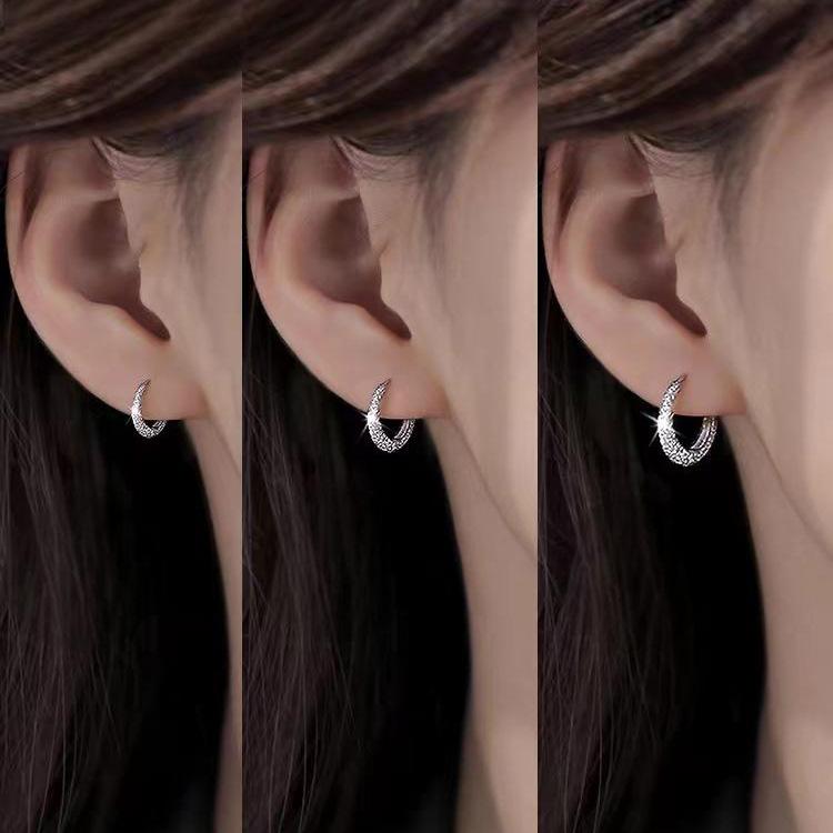 S925 Silver Sparkling Wave Earrings for Women, Starry Sky Minimalist Elegance Korean-Inspired Delicate Ear Wraps 11mm