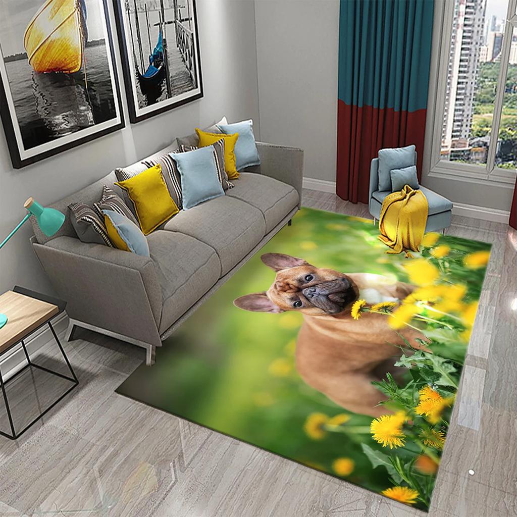 French Bulldog Carpet Lovely Animal Rugs for Bathroom Non-slip Doormat Balcony Carpet Welcome Rug Living Room Bedroom Decor Rug