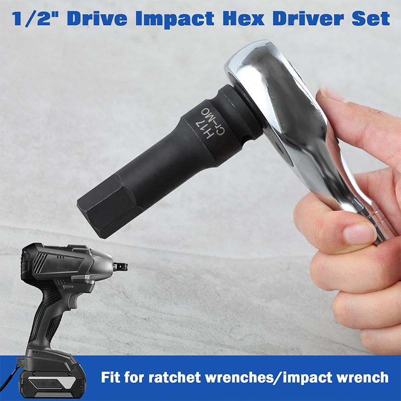 Zestaw 8 sztuk bitów imbusowych Zestaw nasadek imbusowych H5-H19 Cr-Mo Narzędzia ręczne do wkrętarek budowlanych Zestaw nasadek imbusowych 1/2 cala