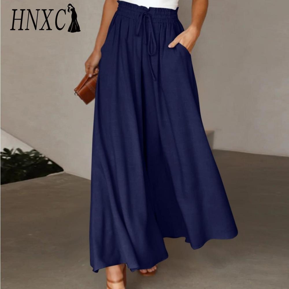 

HNXC Женские модные повседневные брюки и капри с однотонным принтом XL темно-синий