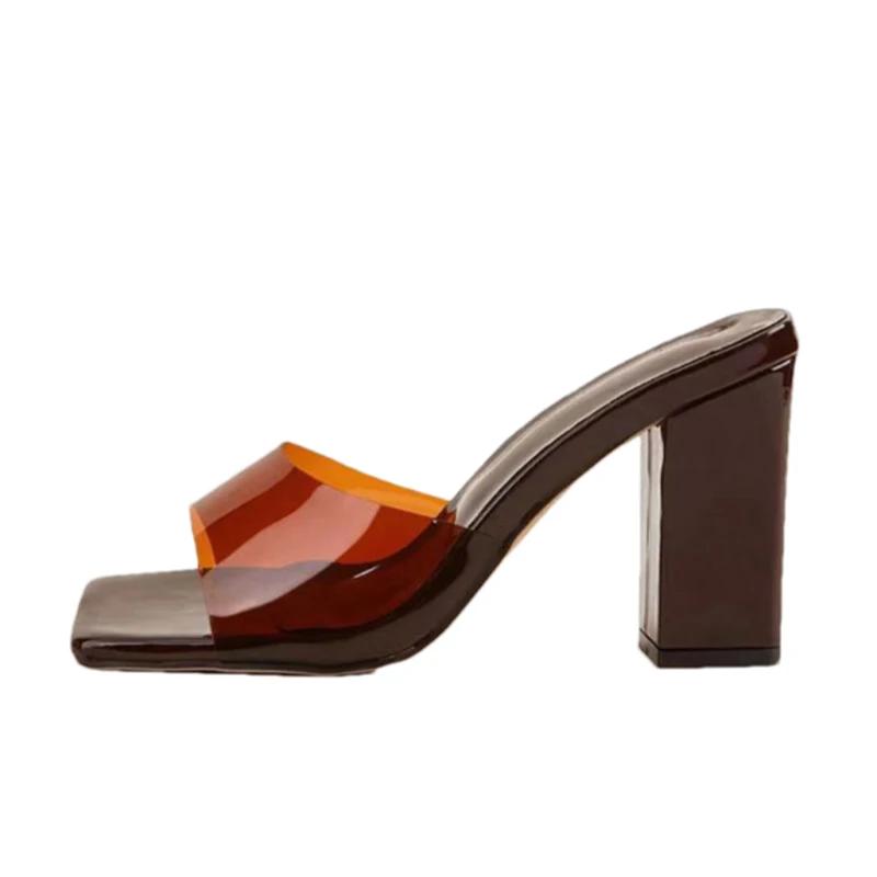 Women Super High Heels Slippers PVC Chunky Shoes Elegant Sandals 2025 Sexy Summer Flip Flops Pumps Slides Dress Sandalias Mujer