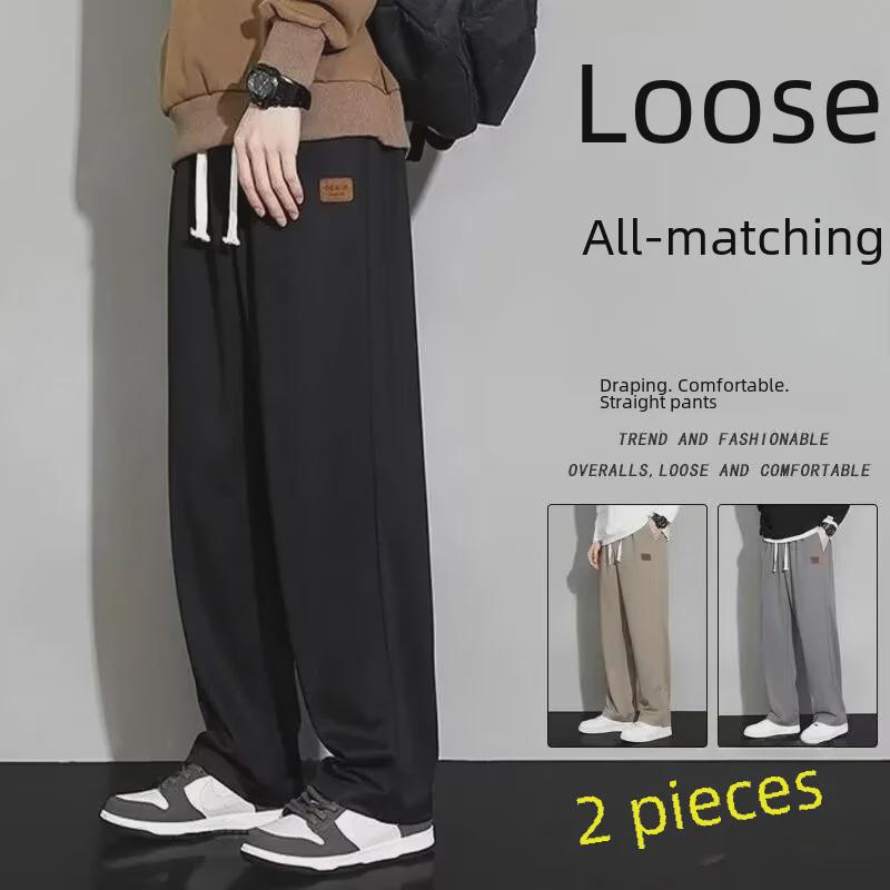 Pantaloni de trening cu șnur larg pentru bărbați, stil coreean, primăvară și toamnă 2024