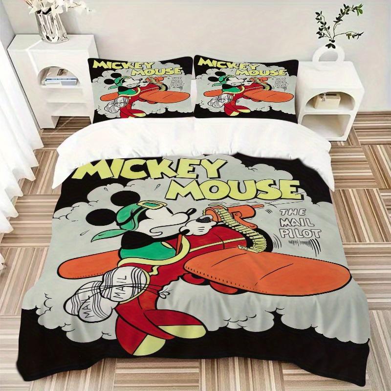 3pcs Mickey Mouse Mail Pilot Quilt Set Soft and Comfortable Bedroom, Guest Room and Dorm Decor Bedding Set Q063