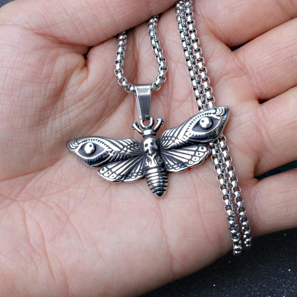 Moth Necklace European and American Popular Men's Moth Pendant