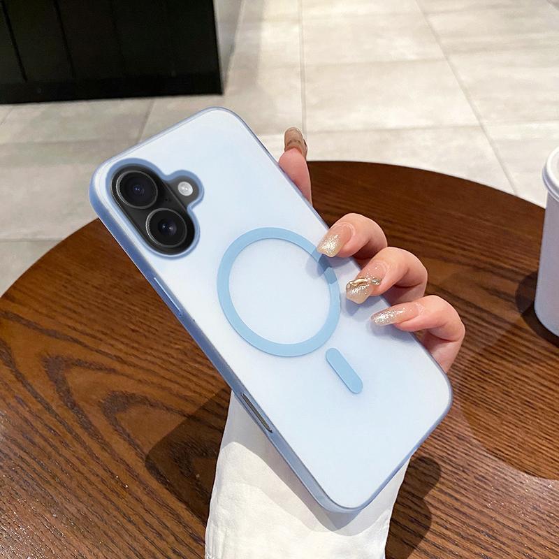 Strong Magnetic Magsafe Case For iPhone 16E 16 15 14 13 12 11 Pro Max Plus 0.3mm Ultra-Thin Hard Cover Matte Transparent Shell