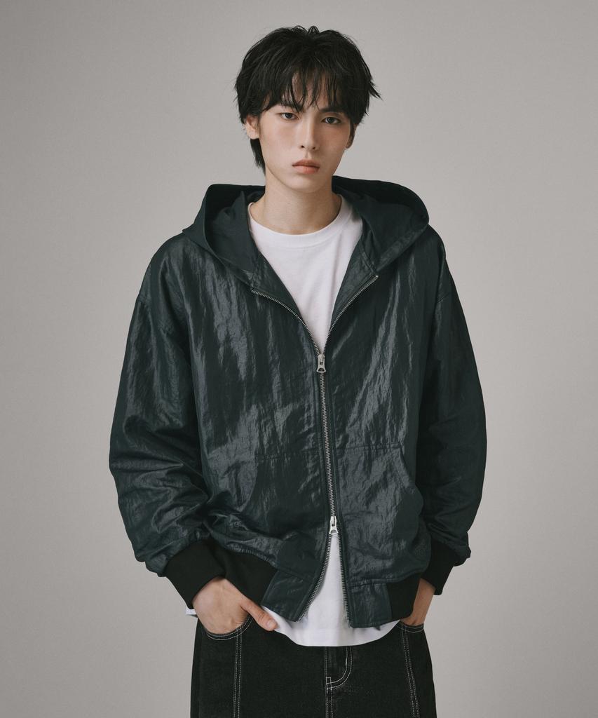 Verdnt Coated Nylon Wind Hood Jacket [Green]