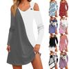 Women's And Winter Casual Fashion V-neck Long Sleeve Print Long Dress With Pocket