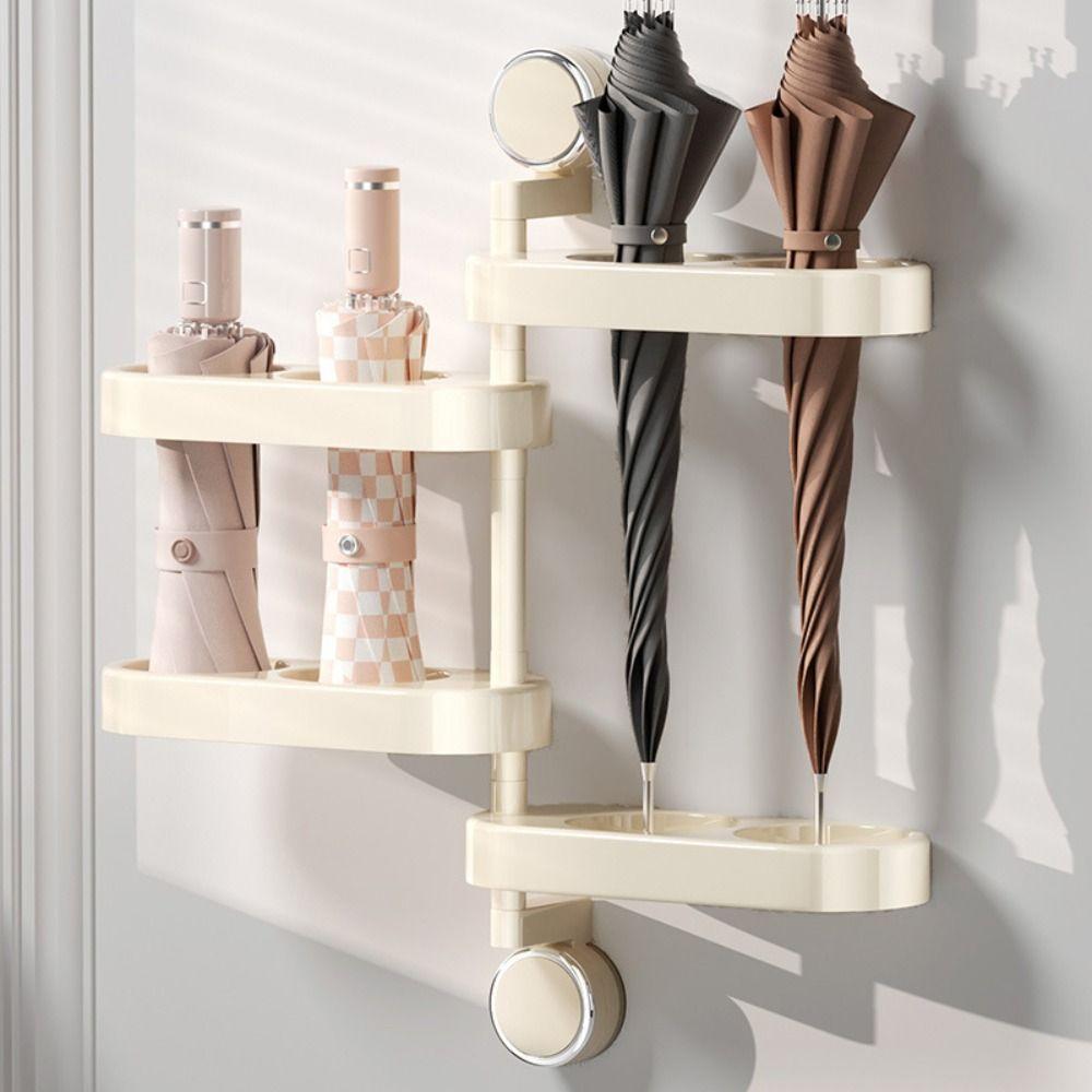Suction Cup Wall Mounted Umbrella Holder Rotatable Umbrella Organizer Shelf  Household