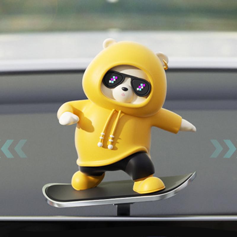 Cartoon Animal Car Interior Center Console Decoration Sliding Bear Dashboard Ornament Anime Auto Accessories 2024Creative Gifts