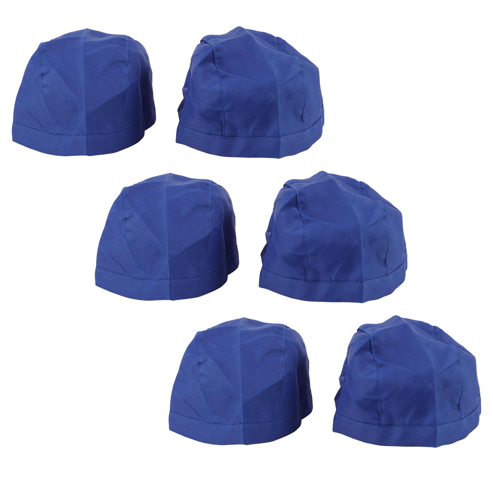 

6 шт. Кухонная шапка-череп Королевский синий Хлопок Дышащая Удобная Регулируемая Поварская шапка-череп