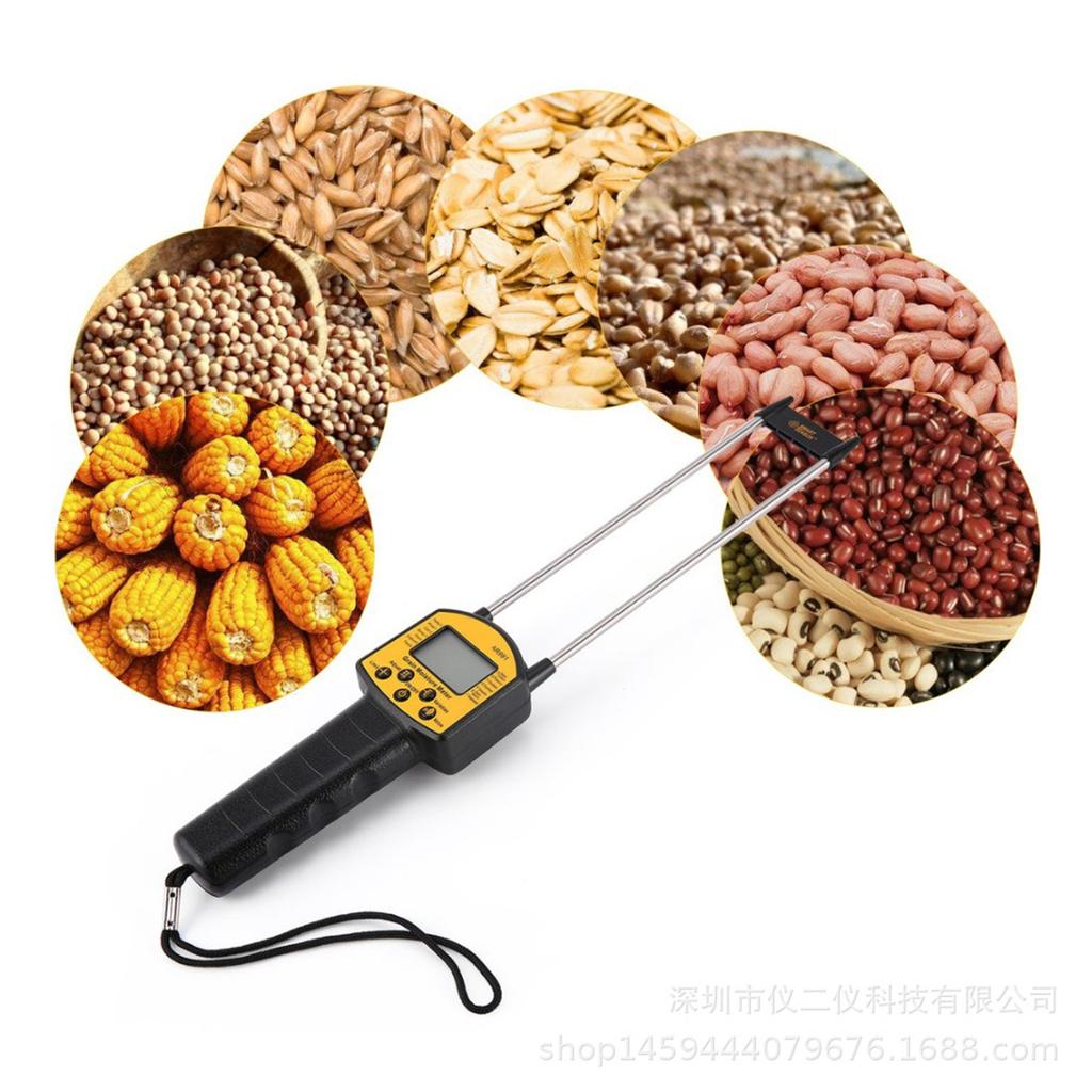 Digital LCD Grain Moisture Meter Corn Stalks Rice Soybean Water Content Analyzer