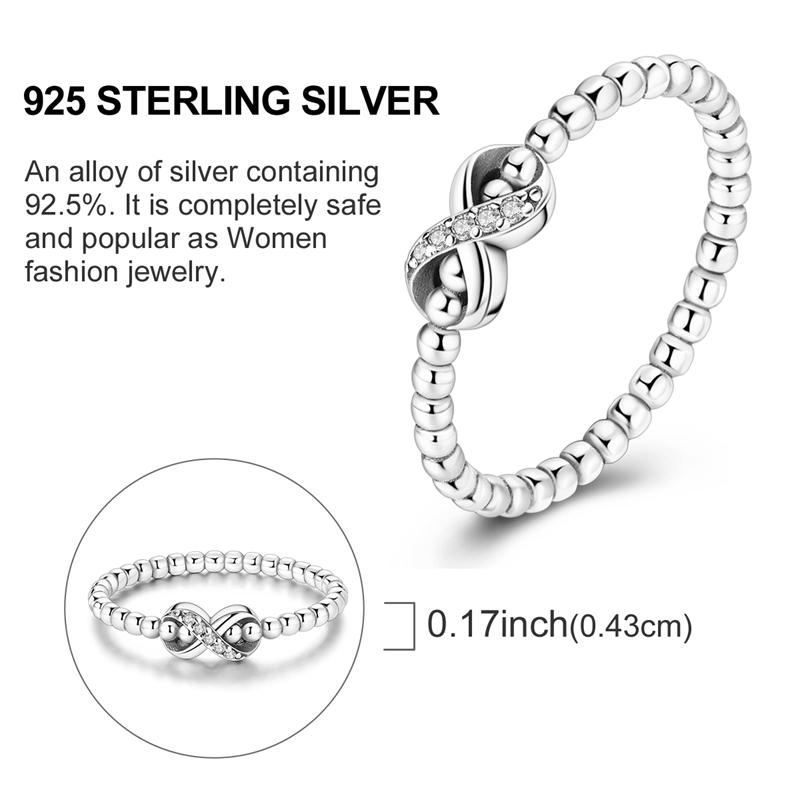 925 Sterling Silver Gold Ring Sparkling Infinite Love  Rings for Women Girl Wedding Jewelry Gifts