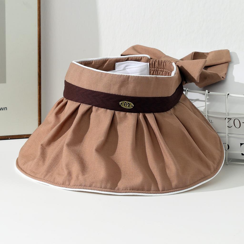 Big Brim Empty Top Hat Summer Outdoor Travel Sun Protection Hat Women's UV Protection Sun Hat Beach Sunshade Cotton and Linen Hat