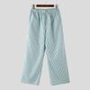 INCERUN Men Elastic Waist Pants Casual Home Wear Striped Print Long Trousers