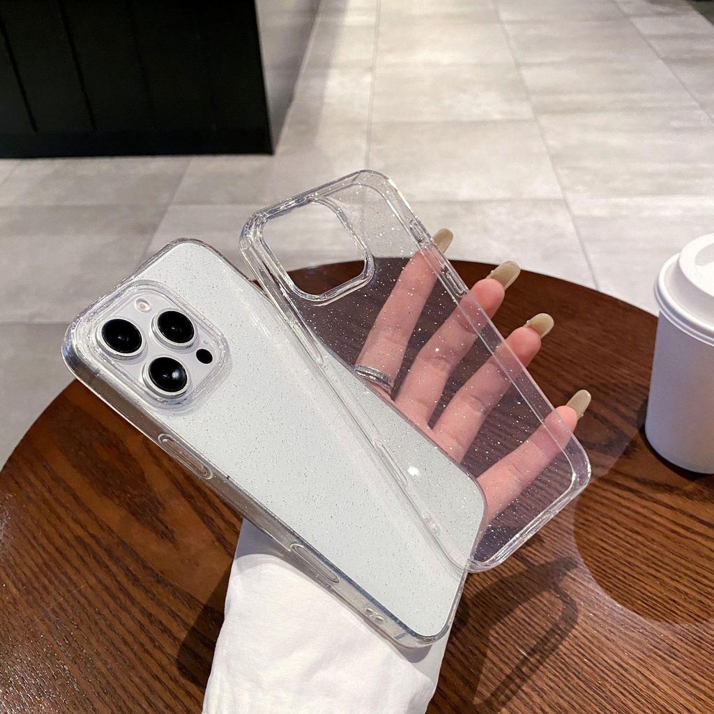 Transparent Glitter Soft Shell Case for iPhone 15/16 Pro Max