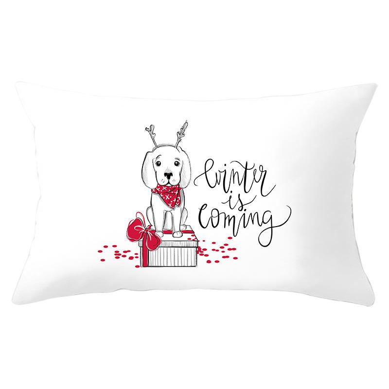 New Christmas Peach Skin Lumbar Pillowcase Cartoon Print Series Sofa Cushion Cover Throw Pillow Cover