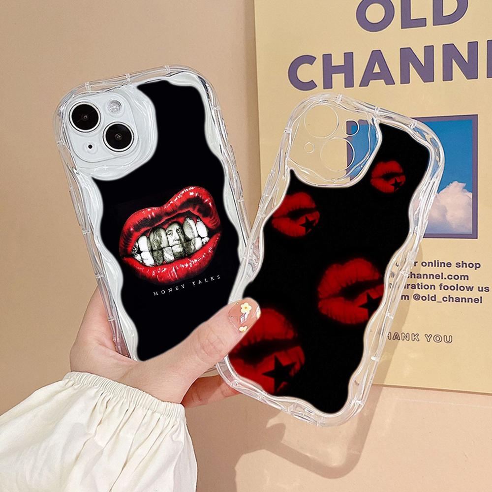 LZ19 Lips Kiss Art Clear Soft Wave Phone Cases for Samsung S24 S23 Ultra S20 FE A54 A14 A52s A51 S10 Huawei Honor 90 Protection Back Cover
