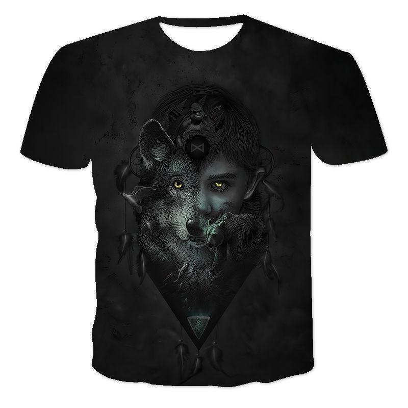 Sommer Mode Digitaldruck T-shirt Starry Wolf 3D Tops Jungen Mädchen Casual Kurzarm Sport 3D T Shirts