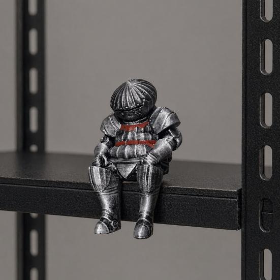 Retro Knight Armor Resin Statue, Medieval Guard Figurine for Desk Shelf, Dark Fantasy Home Decor for Office, Gift for Game Fans