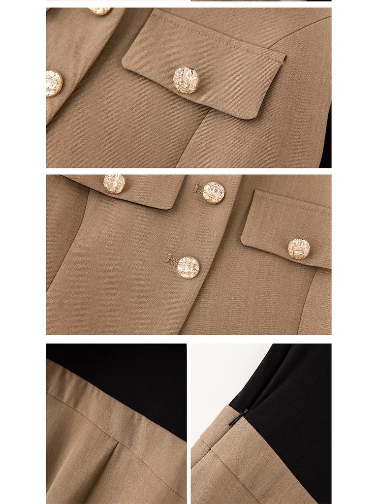 2025 Spring Fashionable Lapel Vest & Mid-Length Dress Set LU8958