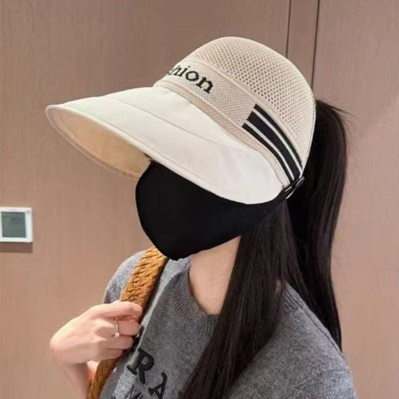 Summer Sun Protection Sun Hat Empty Top Sun Hat Knitting Outdoor Patchwork Sun Protection Hat Portable Class Roll Large Eaves Sun Hat