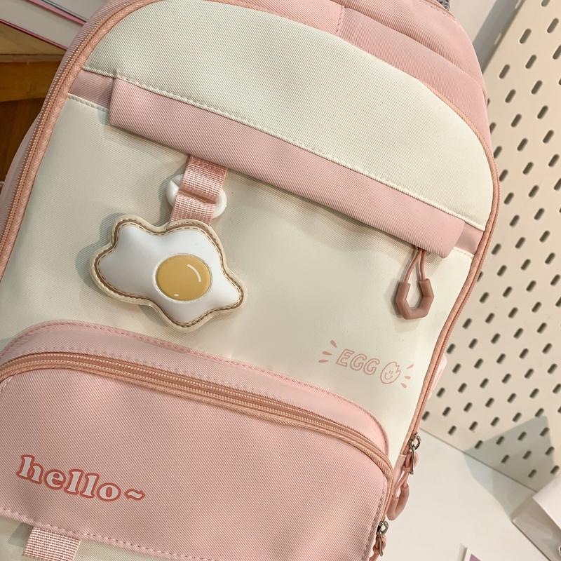 Large Capacity Junior High School Schoolbag Women's Color Contrast Backpack