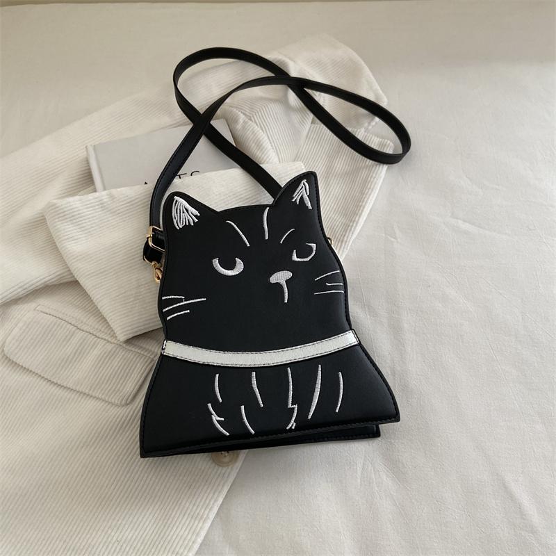 Cute Cat Shape Crossbody Bag Lady Animal Creative Cartoon Bag Leisure Small Phone Purse 3D Doll Bag Female Pu Leather Handbag