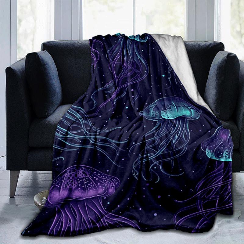1 Stück Qualle Druck Leichte Flanelldecke, Bequeme und Warme Decke, für Camping Sofa Bett und Couch Büro, Geschenk