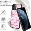 Compatible for iPhone 12 Case, Aesthetic Pink Ribbons and Bows in Watercolor Print Art Thin Soft Black TPU +Tempered Mirror Protective Case