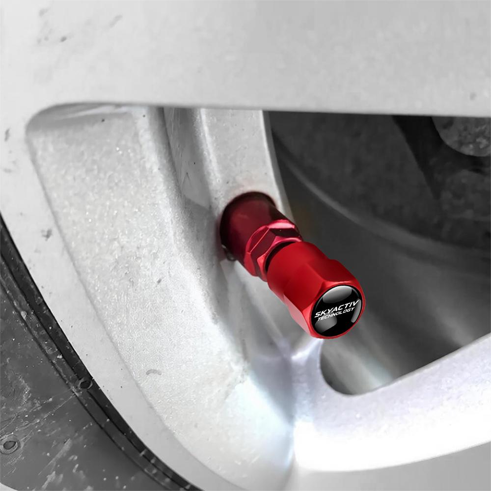 Car Wheel Tire Valve Caps Tyre Stem Caps Bolt-In For Mazda MS 2 3 5 6 CX5 CX9 CX7 CX4 CX3 CX30 MX5 MX3 BK Skyactiv h4