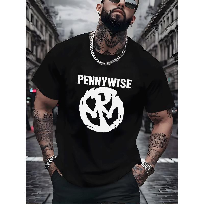Men's Fashion Summer Casual Trendy Pennywise Logo Graphic T-Shirt Mens T Shirt for Adults Street Style Casual Wear