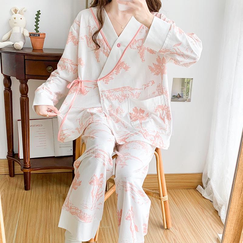 2024 Pure Cotton Maternity Kimono Pajamas - Spring/Summer Postpartum/Nursing Wear for Pregnant Women
