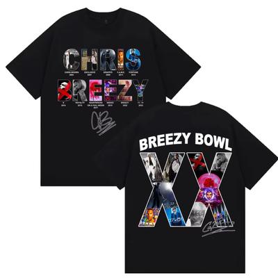 Limited Chris Brown Breezy Bowl XX Tour 2025 Merch T-Shirts Rap Gothic Retro Hip-hop Clothing T Shirt Men's Oversized Cotton Tee