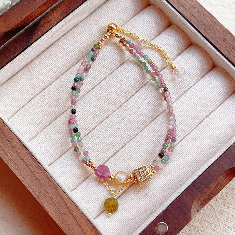 Natural Tourmaline, Color Tourmaline, Red Tourmaline, Green Tourmaline Bracelet Bracelet