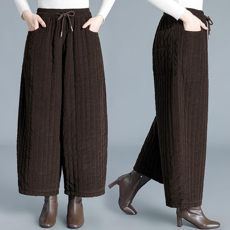 

Elastic Waist Cotton Wide-Leg Pants for Moms - Warm Outdoor Wear for Autumn and Winter M (recommended for 95-120 jin)