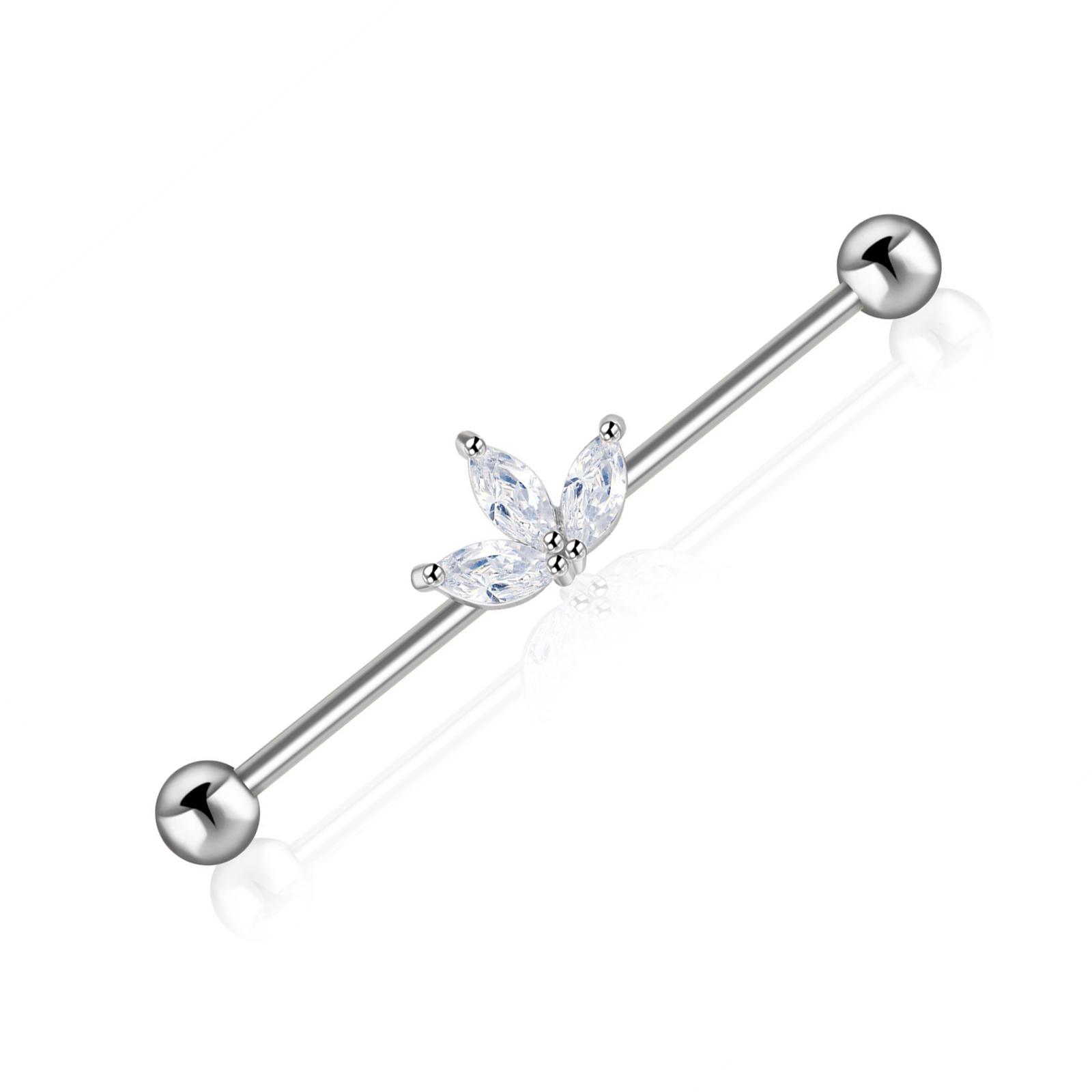 

Стильные индустриальные серьги-штанги из нержавеющей стали, украшенные циркониевым листом, для вечеринок B