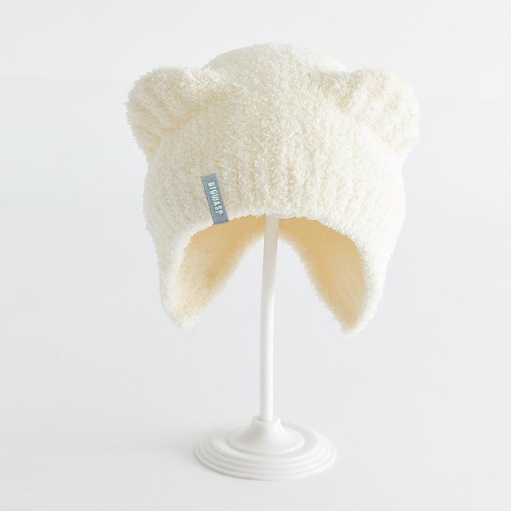 Children's Cute Plush Bear Wool Knit Winter Hat – Windproof & Cold Protection