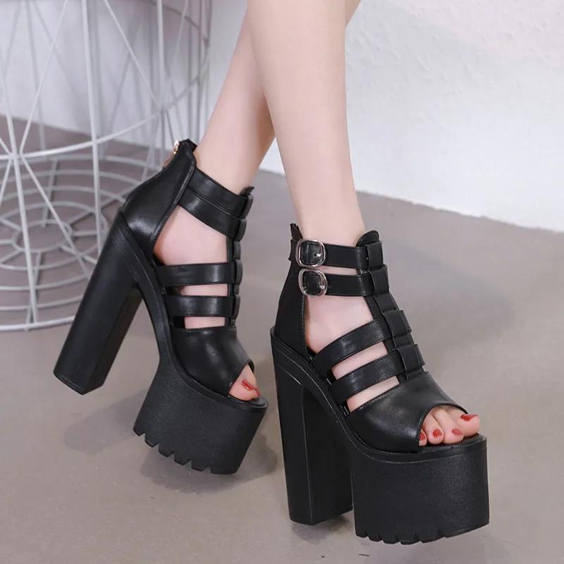 Μόδα 15CM Γυναικεία Σανδάλια Πλατφόρμας Ψηλοτάκουνα Αγκράφα Καλοκαίρι Κομψά Πολυτελή Σχεδιαστής Μοντέρνα Παπούτσια Φορέματος Νέα Μόδα Casual