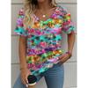 Women's T-Shirt Coconut Tree Pattern 3d Printing Fashion Casual V-Neck Short-Sleeved Beach Style Outdoor Women's Clothing