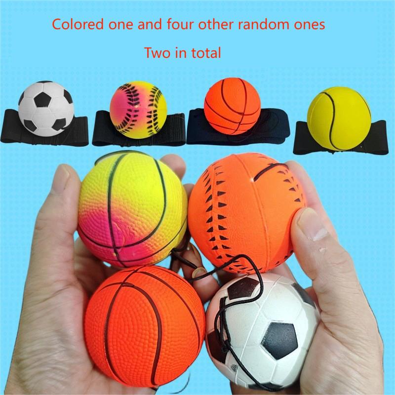 2Pcs Children Sponge Rubber Hand Ball Toy Game Exercises Bouncing Elastic Sport On Nylon String Children Kids Outdoor Toy Ball